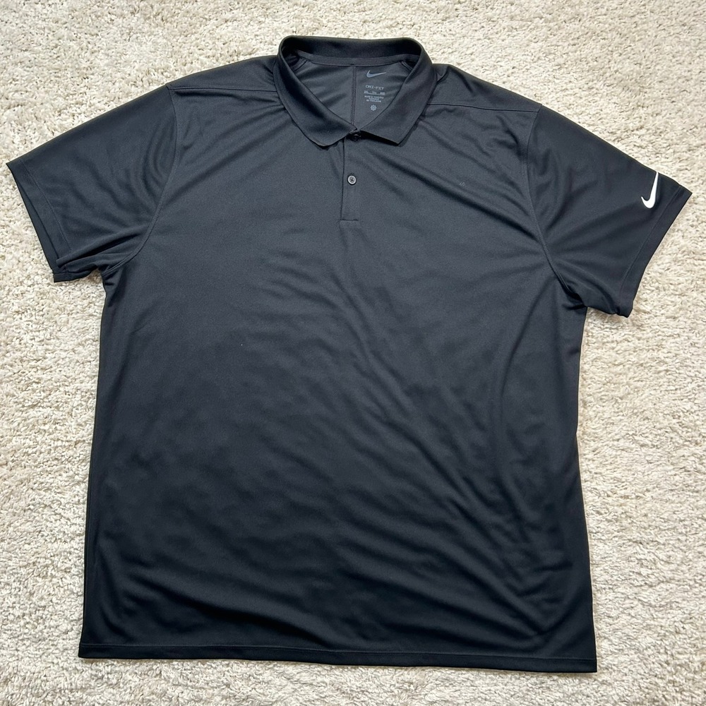 Nike Polo Shirt XXL Black Dri-FIT Short Sleeve Golf Performance Stretch